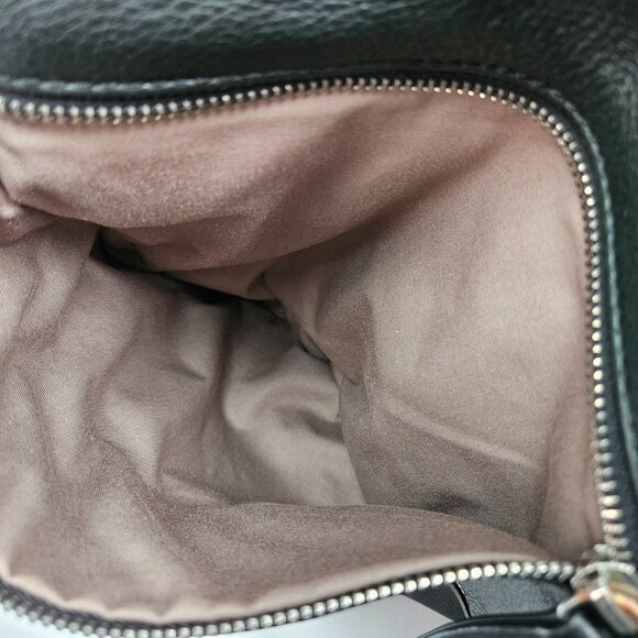 Margot Black Leather Double Zipper Pocket Moto Large Crossbody Bag - Picture 7 of 12